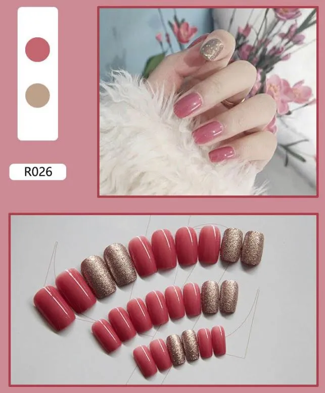 Polly Earrings NS390 Long Square Press On Nails 24 Pieces R026