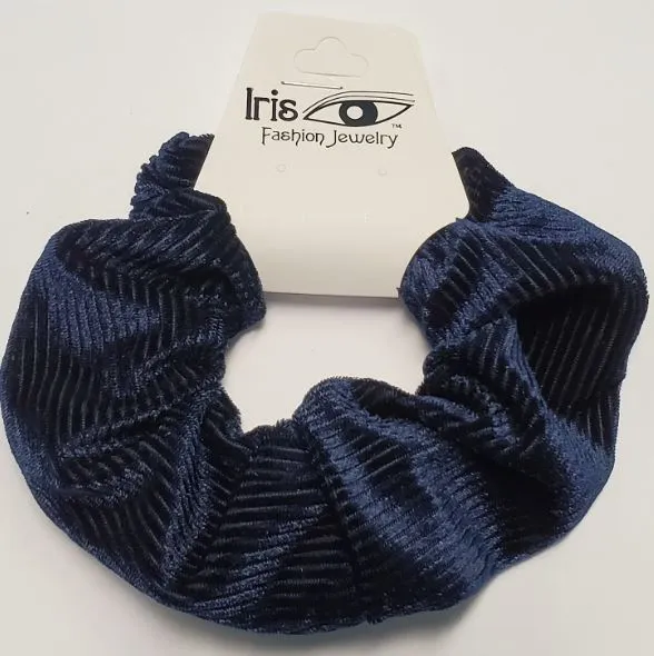 POLLY Rings H496 Navy Blue Corduroy Hair Scrunchie
