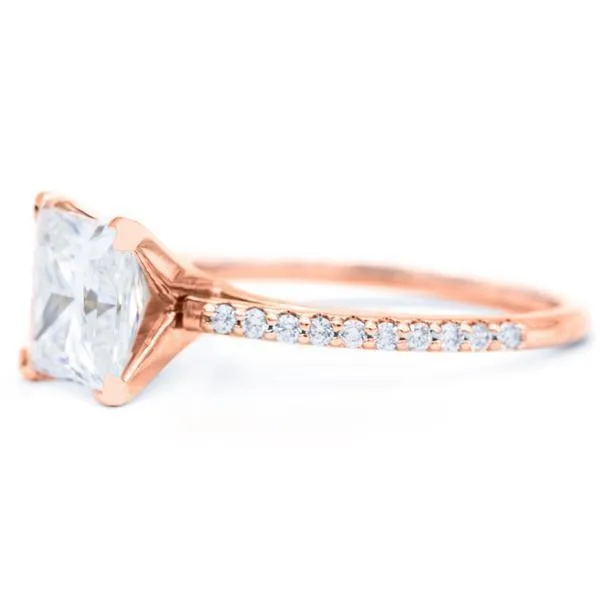 Princess Moissanite 4 Prongs Diamond Accent Ice Cathedral Solitaire Ring Fire Brilliance Rings