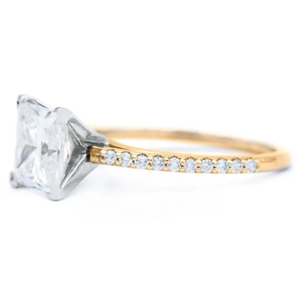 Princess Moissanite 4 Prongs Diamond Accent Ice Cathedral Solitaire Ring Fire Brilliance Rings
