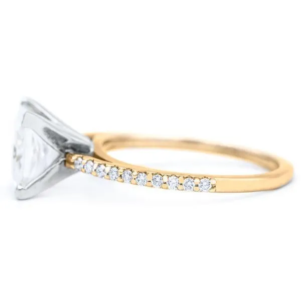 Princess Moissanite 4 Prongs Diamond Accent Ice Cathedral Solitaire Ring Fire Brilliance Rings