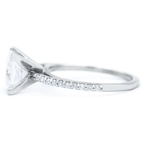 Princess Moissanite 4 Prongs Diamond Accent Ice Cathedral Solitaire Ring Fire Brilliance Rings