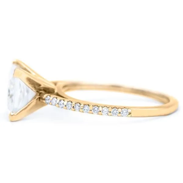 Princess Moissanite 4 Prongs Diamond Accent Ice Cathedral Solitaire Ring Fire Brilliance Rings