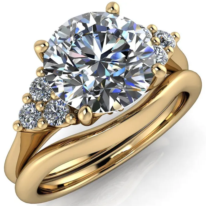 Rings Fire Brilliance Biddle Round Center Stone Trio Side Diamonds Engagement Ring Rings Fire Brilliance Biddle Round Center Stone Trio Side Diamonds Engagement Ring