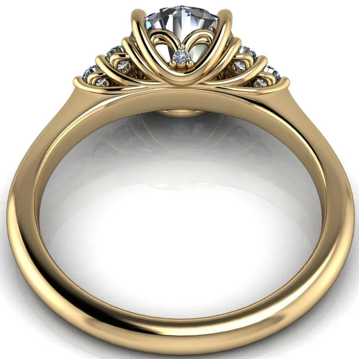 Rings Fire Brilliance Biddle Round Center Stone Trio Side Diamonds Engagement Ring