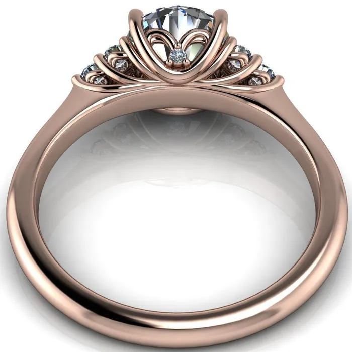 Rings Fire Brilliance Biddle Round Center Stone Trio Side Diamonds Engagement Ring