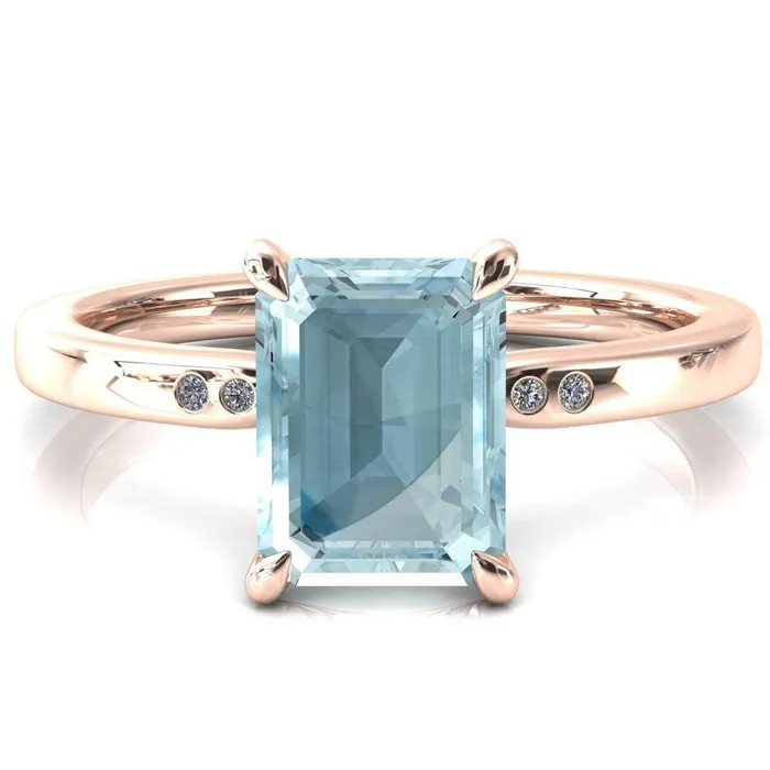 Rings Fire Brilliance Maise Emerald Aqua Blue Spinel 4 Prong Diamond Accent Engagement Ring