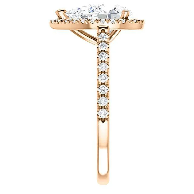 Rings Pear Moissanite Diamond Accent Ice Halo Cathedral Ring Fire Brilliance 