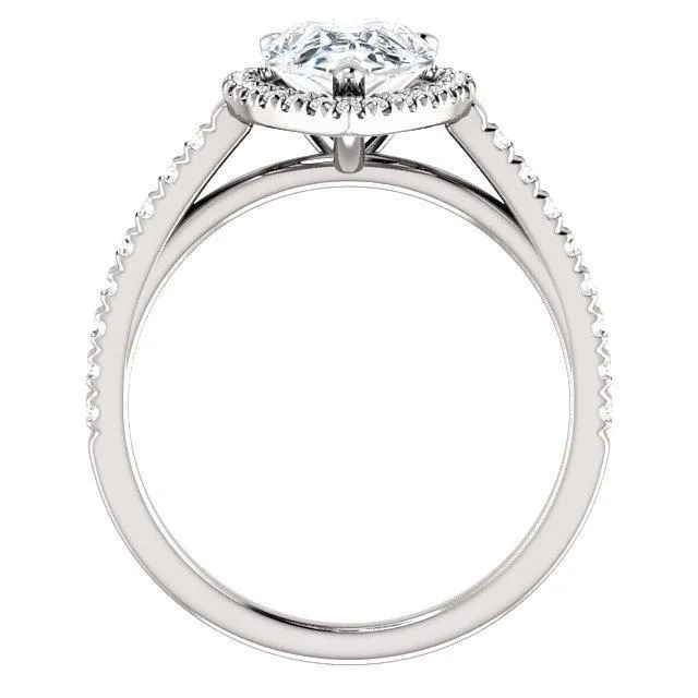Rings Pear Moissanite Diamond Accent Ice Halo Cathedral Ring Fire Brilliance 