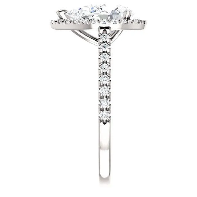 Rings Pear Moissanite Diamond Accent Ice Halo Cathedral Ring Fire Brilliance 