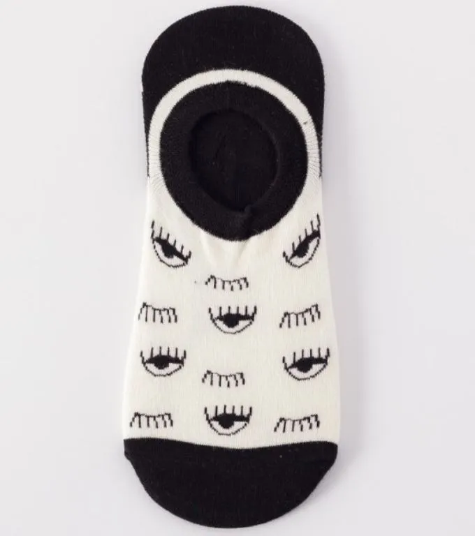 Rings POLLY SF405 Black White Eye Low Cut Socks