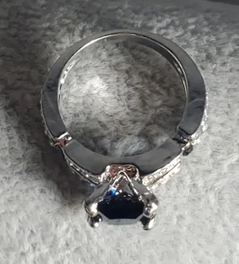 Rings R615 Silver Royal Blue Square Gemstone Ring alice