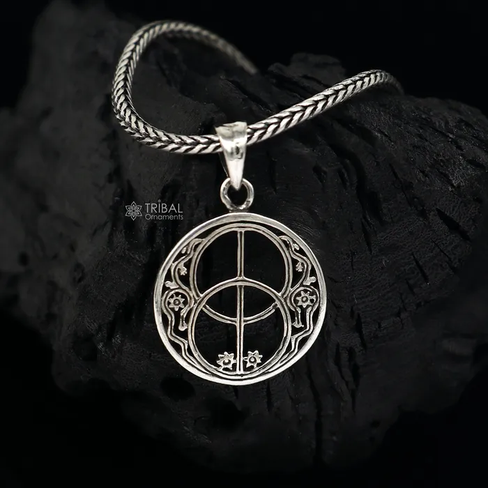 TRIBAL ORNAMENTS 925 pure silver Silver Chalice Well Sacred Geometry pendant best pendant wheat chain necklace locket best delicate jewelry ps0072 nsp741 Necklaces