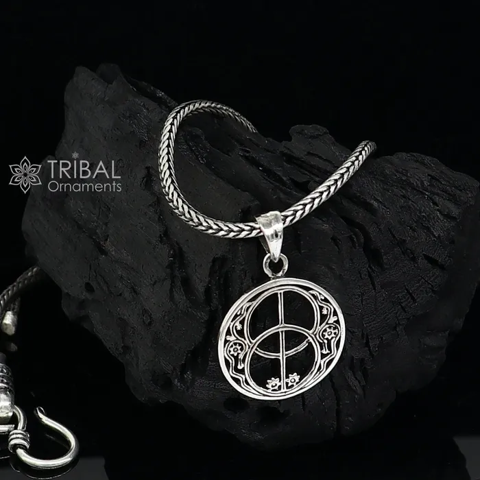 TRIBAL ORNAMENTS 925 pure silver Silver Chalice Well Sacred Geometry pendant best pendant wheat chain necklace locket best delicate jewelry ps0072 nsp741 Necklaces