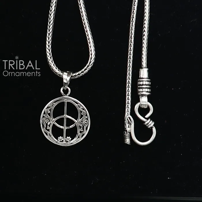 TRIBAL ORNAMENTS 925 pure silver Silver Chalice Well Sacred Geometry pendant best pendant wheat chain necklace locket best delicate jewelry ps0072 nsp741 Necklaces