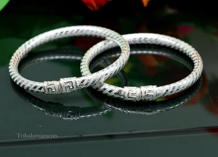 TRIBAL ORNAMENTS Exclusive design Sterling silver amazing bangle bracelet kangan chudi excellent customized design bangle kada gift tribal jewelry nba204 Bracelets TRIBAL ORNAMENTS Exclusive design Sterling silver amazing bangle bracelet kangan chudi excellent customized design bangle kada gift tribal jewelry nba204 Bracelets
