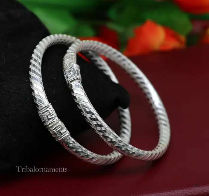 TRIBAL ORNAMENTS Exclusive design Sterling silver amazing bangle bracelet kangan chudi excellent customized design bangle kada gift tribal jewelry nba204 Bracelets
