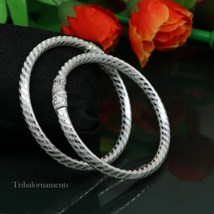 TRIBAL ORNAMENTS Exclusive design Sterling silver amazing bangle bracelet kangan chudi excellent customized design bangle kada gift tribal jewelry nba204 Bracelets