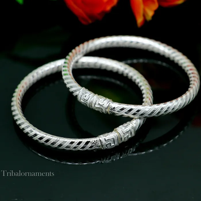 TRIBAL ORNAMENTS Exclusive design Sterling silver amazing bangle bracelet kangan chudi excellent customized design bangle kada gift tribal jewelry nba204 Bracelets