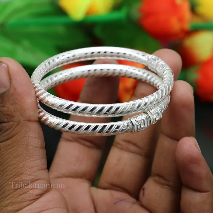 TRIBAL ORNAMENTS Exclusive design Sterling silver amazing bangle bracelet kangan chudi excellent customized design bangle kada gift tribal jewelry nba204 Bracelets