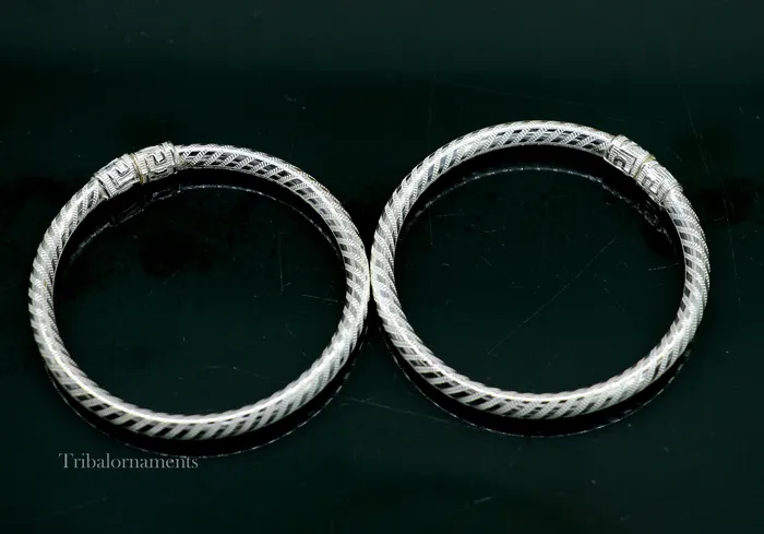 TRIBAL ORNAMENTS Exclusive design Sterling silver amazing bangle bracelet kangan chudi excellent customized design bangle kada gift tribal jewelry nba204 Bracelets