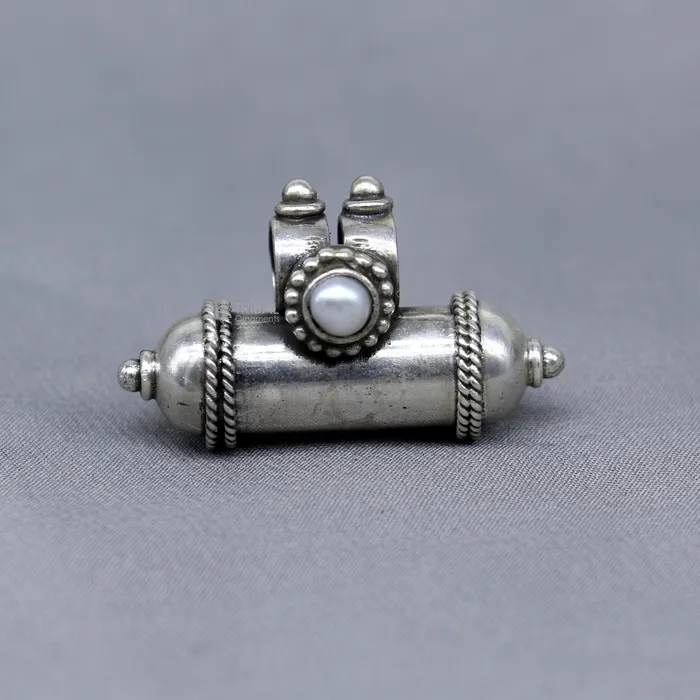 TRIBAL ORNAMENTS Necklaces 925 Sterling silver vintage design amulet pendant box pendant kavacham pendant mantra box silver tabiz nsp884