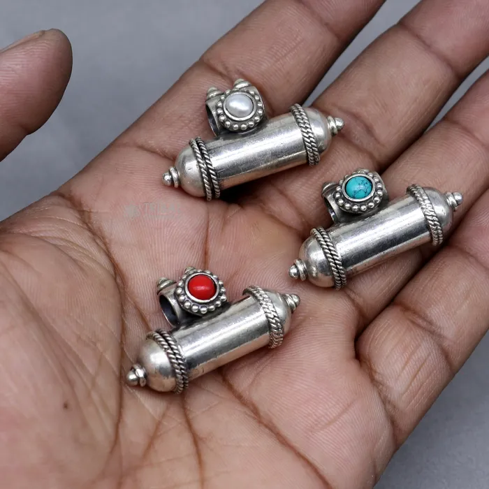 TRIBAL ORNAMENTS Necklaces 925 Sterling silver vintage design amulet pendant box pendant kavacham pendant mantra box silver tabiz nsp884