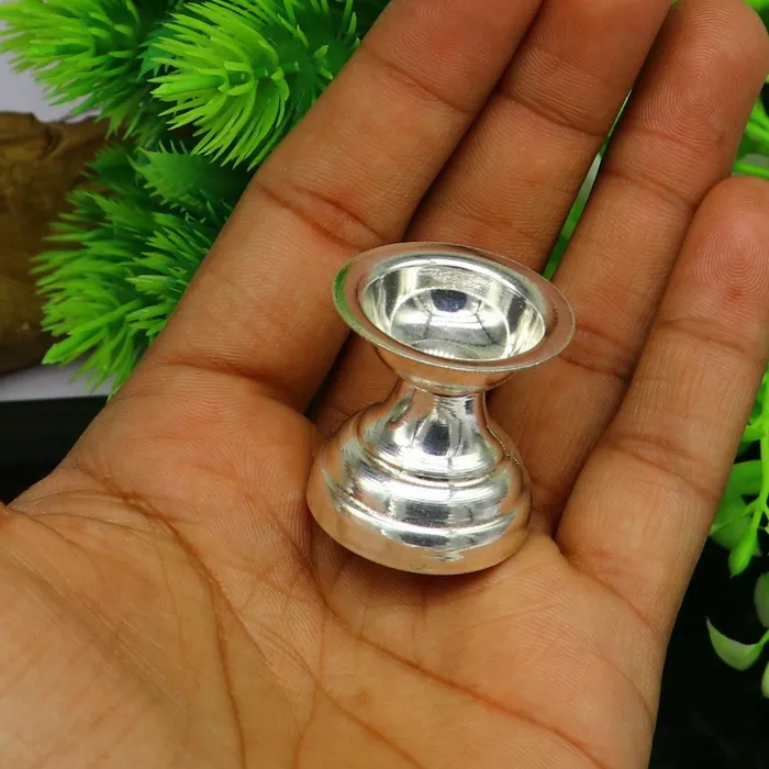 TRIBAL ORNAMENTS Rings 999 pure silver handmade elegant oil lamp silver home temple utensils silver diya deepak silver vessels silver art decorative art su82
