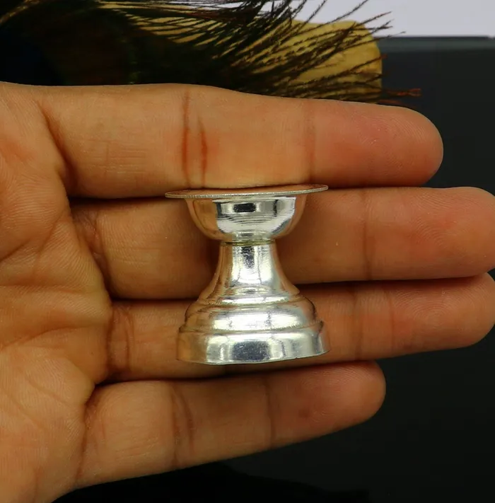 TRIBAL ORNAMENTS Rings 999 pure silver handmade elegant oil lamp silver home temple utensils silver diya deepak silver vessels silver art decorative art su82