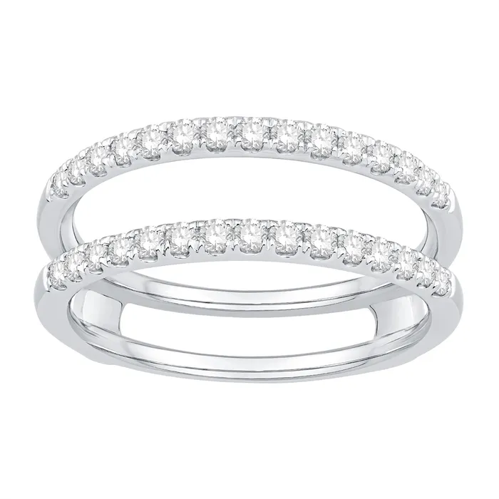 14K White Gold Diamond Ring Guard Wedding Bands Rings