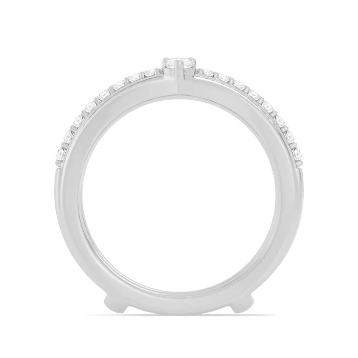 14K White Gold Diamond Ring Guard Wedding Bands Rings