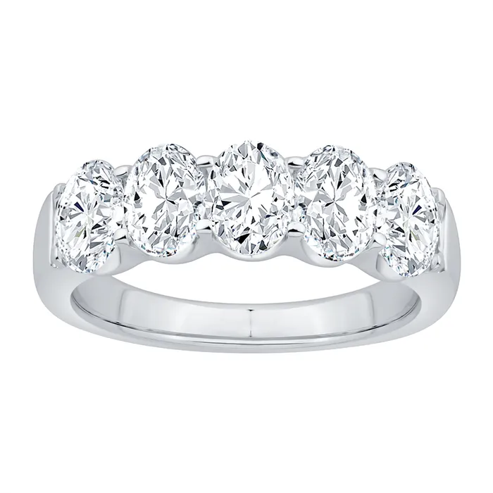 14K White Gold Oval Diamond Band Wedding Bands Rings