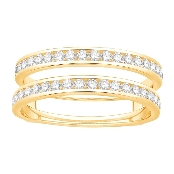 14K Yellow Gold Channel Set Diamond Ring Guard Wedding Bands Rings