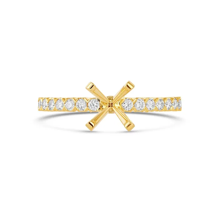 14K Yellow Gold Semi Mount Diamond Ring with Criss Cross Prongs Engagement Collections Rings 14K Yellow Gold Semi Mount Diamond Ring with Criss Cross Prongs Engagement Collections Rings