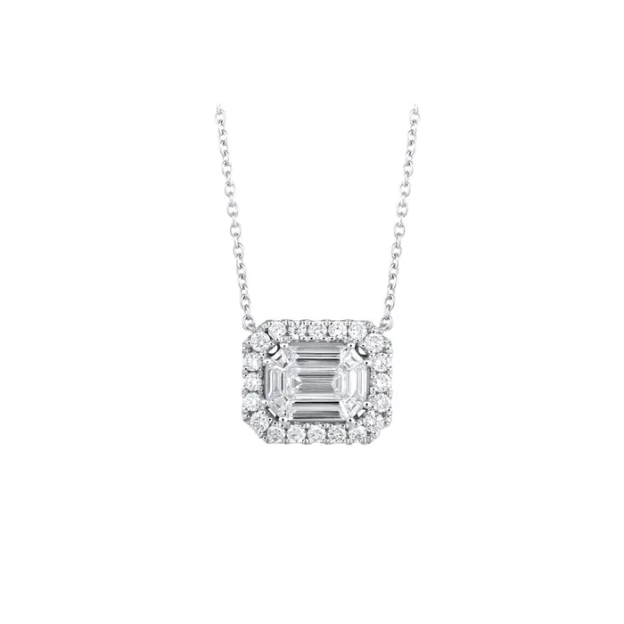 18K White Gold Diamond Cluster Pendant Necklace Meierotto Jewelers Necklaces