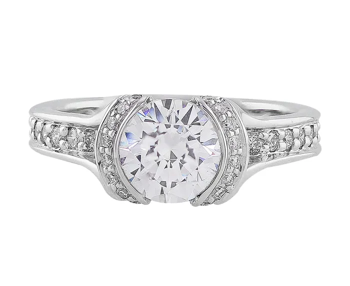18k White Gold Partial Bezel Set Diamond Setting Ritani PreStyled Sets