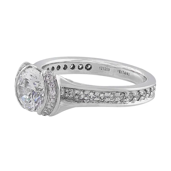 18k White Gold Partial Bezel Set Diamond Setting Ritani PreStyled Sets 18k White Gold Partial Bezel Set Diamond Setting Ritani PreStyled Sets
