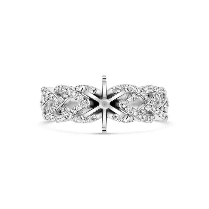 18K White Gold Semi Mount MultiRow Open Braid Pattern Euro Shank Engagement Collections PreStyled Sets 18K White Gold Semi Mount MultiRow Open Braid Pattern Euro Shank Engagement Collections PreStyled Sets