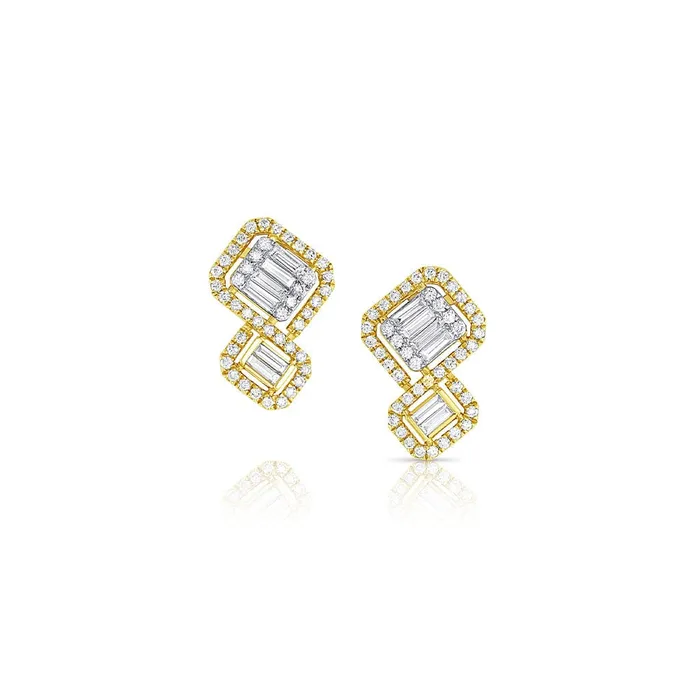 18k Yellow Gold 073ctw Diamond Staggered Squared Earrings CJ Charles Jewelers Earrings 18k Yellow Gold 073ctw Diamond Staggered Squared Earrings CJ Charles Jewelers Earrings