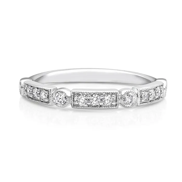 18kt White Gold Round Brilliant Pav Diamond Half Band CJ Charles Jewelers Rings 18kt White Gold Round Brilliant Pav Diamond Half Band CJ Charles Jewelers Rings