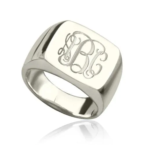 925 Sterling Silver Square Monogram Signet Ring Custom Initials Belbren Rings 925 Sterling Silver Square Monogram Signet Ring Custom Initials Belbren Rings