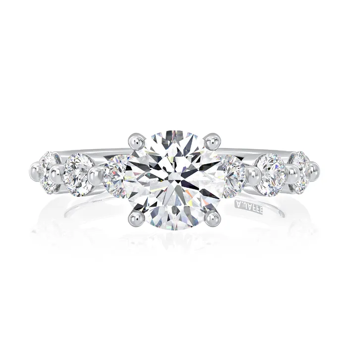 A Jaffe Rings A Jaffe 14K White Gold Bead Set Semi Mount Diamond Ring