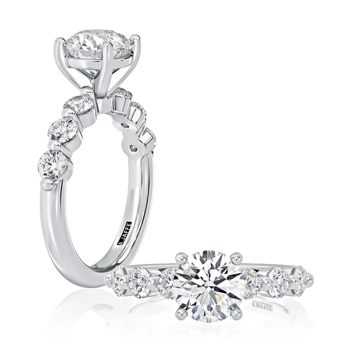 A Jaffe Rings A Jaffe 14K White Gold Bead Set Semi Mount Diamond Ring
