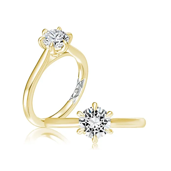 A Jaffe Rings A Jaffe 14K Yellow Gold Solitaire Diamond Ring with a White Gold Quilt Accent A Jaffe Rings A Jaffe 14K Yellow Gold Solitaire Diamond Ring with a White Gold Quilt Accent