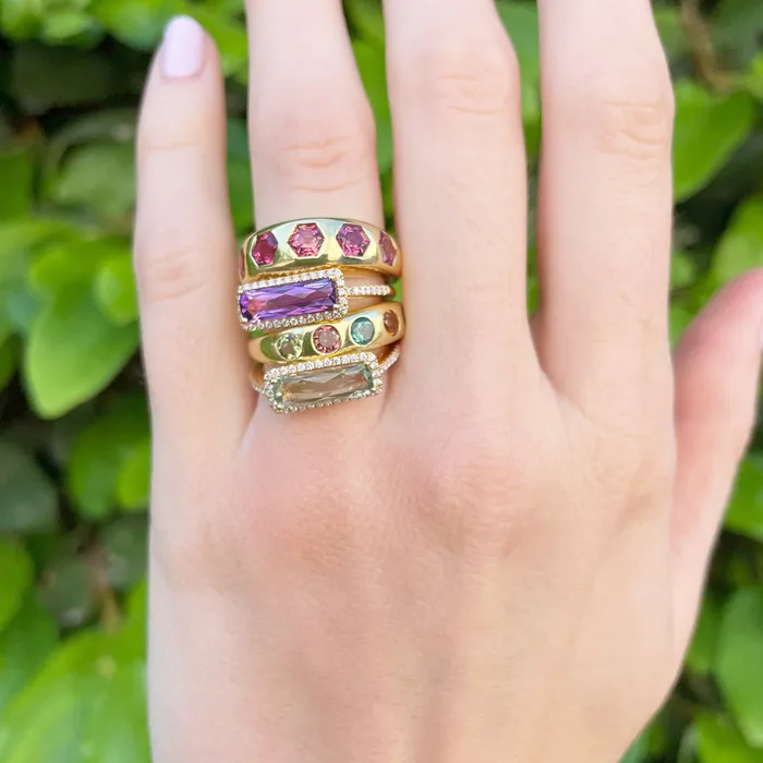 Amethyst Diamond EastWest 18K Yellow Gold Ring Croghans Rings