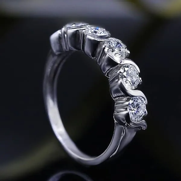 Beautiful HalfWay Wedding Diamond Ring B17750 Diamond Source NYC Rings