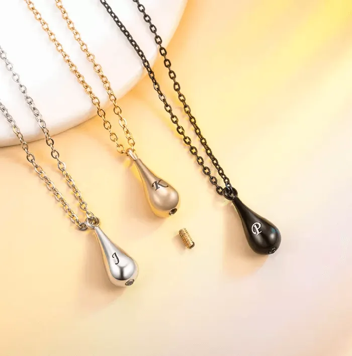 Belbren Engraved Teardrop Cremation Urn Necklace Personalized Memorial Jewelry for Ashes Necklaces Belbren Engraved Teardrop Cremation Urn Necklace Personalized Memorial Jewelry for Ashes Necklaces