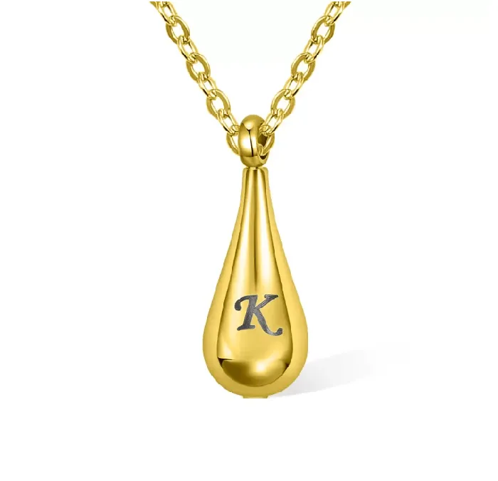 Belbren Engraved Teardrop Cremation Urn Necklace Personalized Memorial Jewelry for Ashes Necklaces