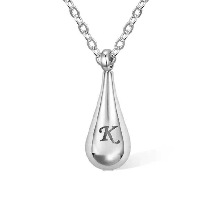 Belbren Engraved Teardrop Cremation Urn Necklace Personalized Memorial Jewelry for Ashes Necklaces