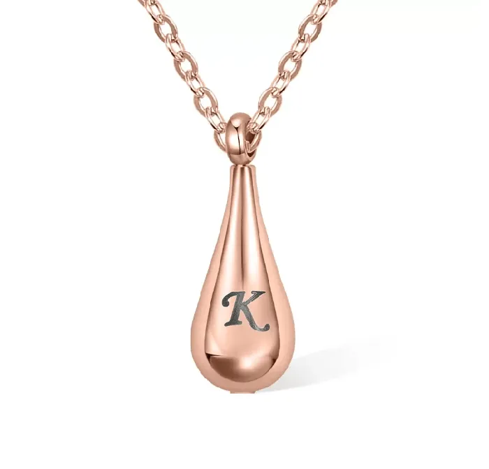 Belbren Engraved Teardrop Cremation Urn Necklace Personalized Memorial Jewelry for Ashes Necklaces